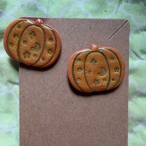 Pumpkin Shaped Handmade Polymer Clay Earrings